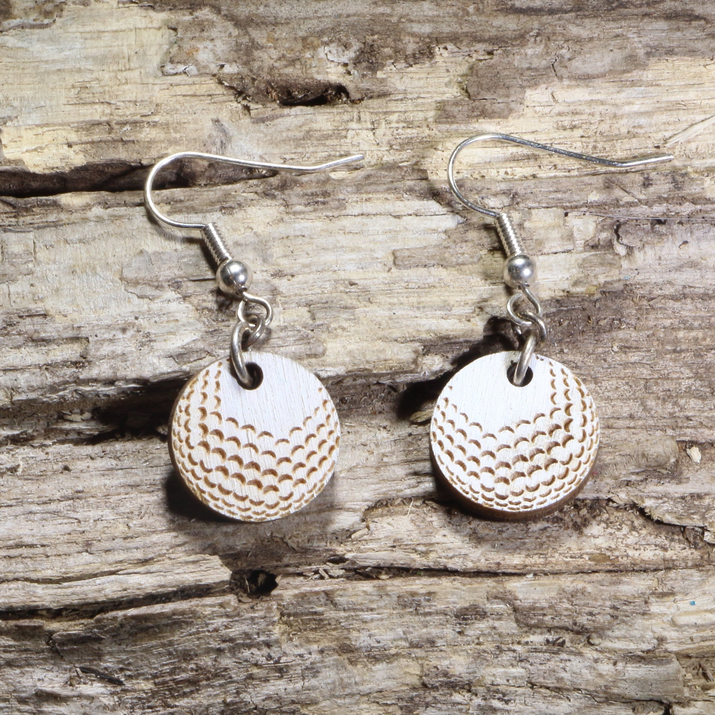 Golf Ball Wooden Earrings | Golf Lover Sports Jewelry by Cate's Concepts, LLC