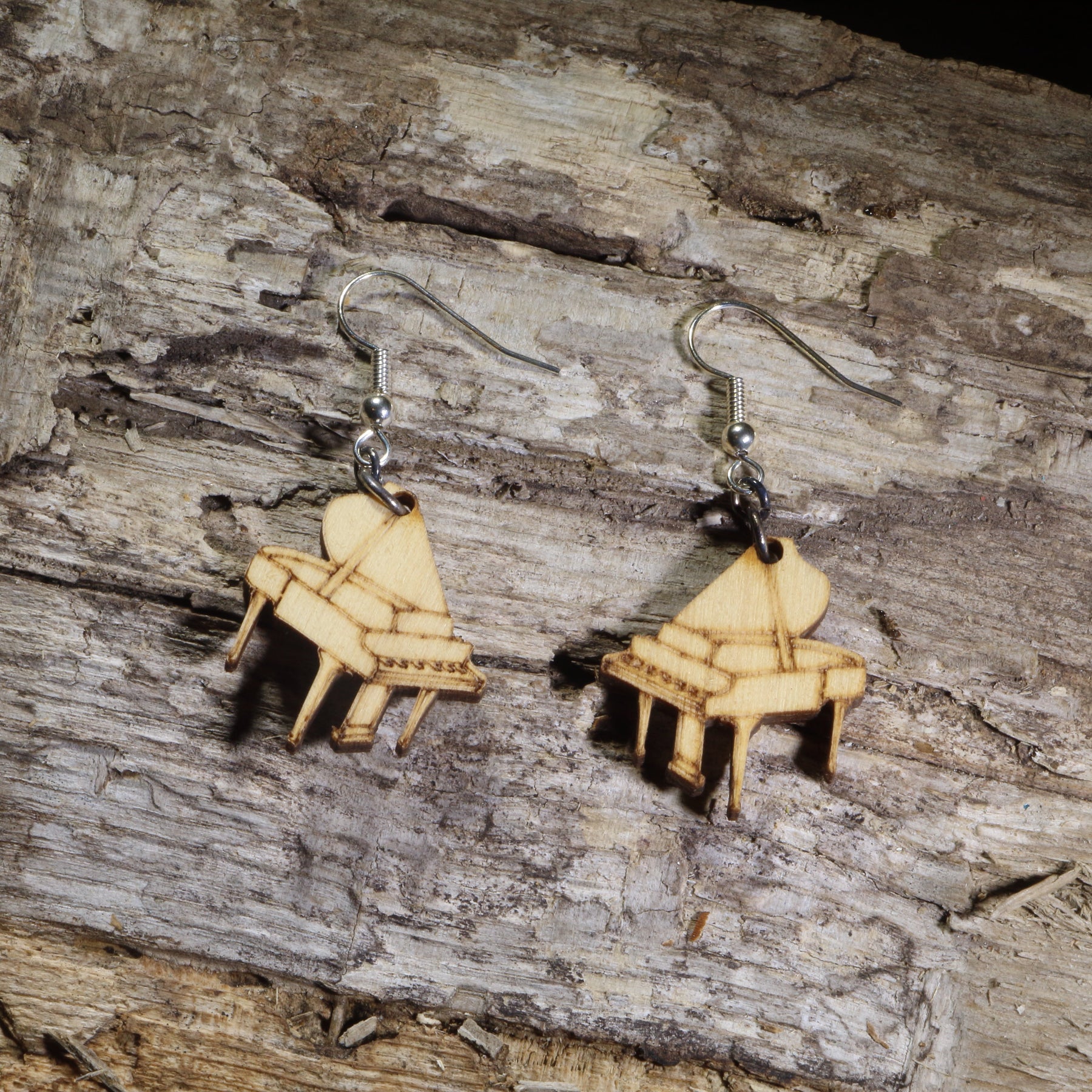 Grand Piano Wooden Earrings | Musician Instrument Jewelry by Cate's Concepts, LLC