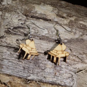 Grand Piano Wooden Earrings | Musician Instrument Jewelry by Cate's Concepts, LLC