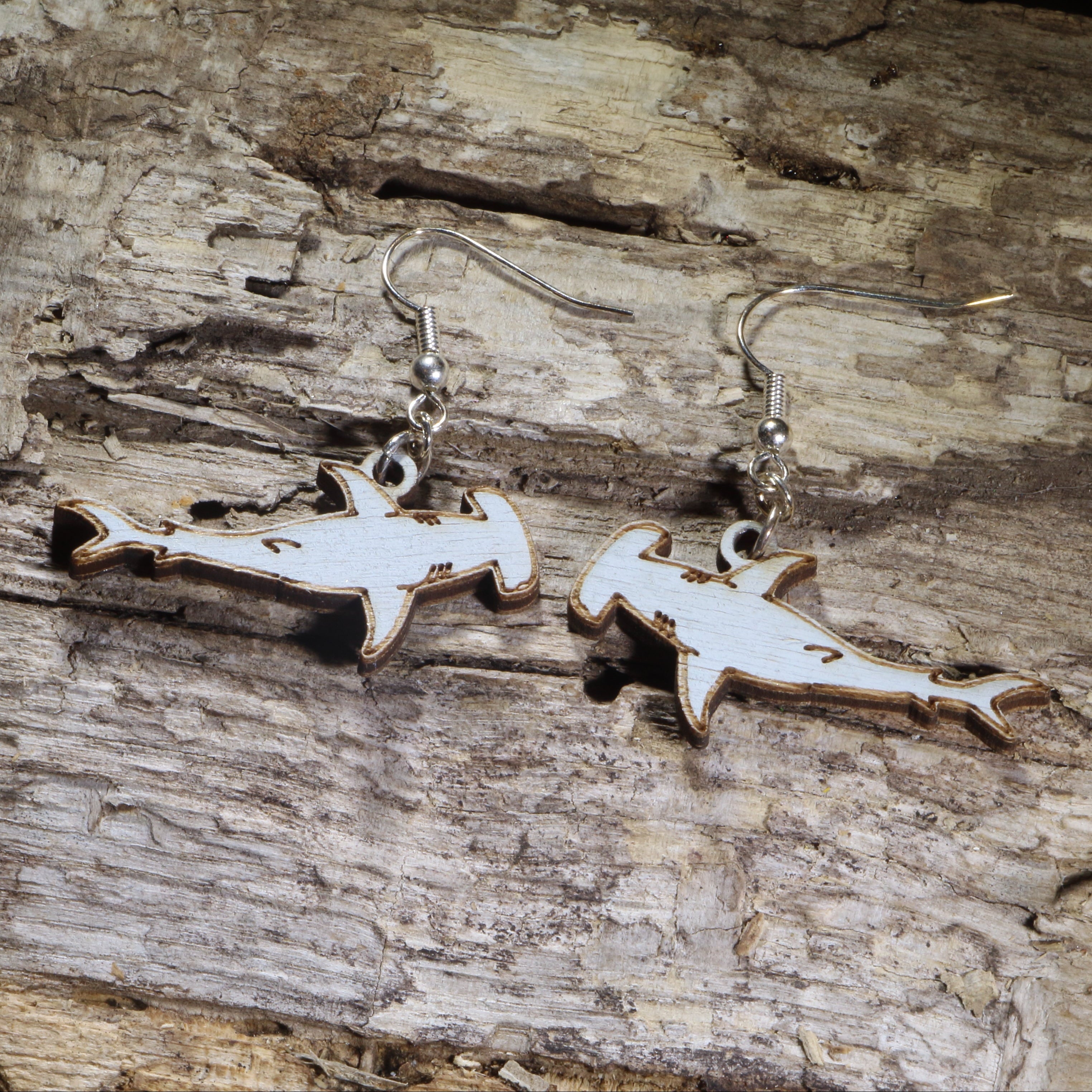 Hammerhead Shark Wooden Earrings | Ocean Sea Life Jewelry by Cate's Concepts, LLC