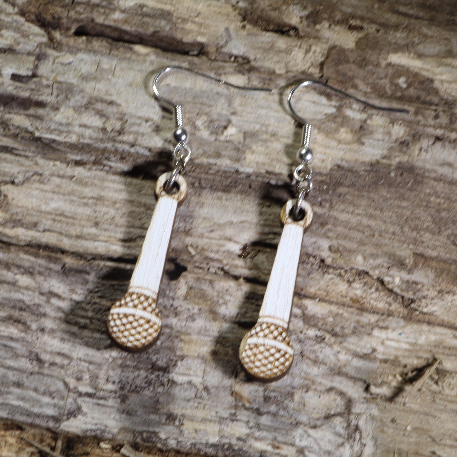 Microphone Wooden Earrings | Singer Music Lover Jewelry by Cate's Concepts, LLC