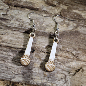 Microphone Wooden Earrings | Singer Music Lover Jewelry by Cate's Concepts, LLC