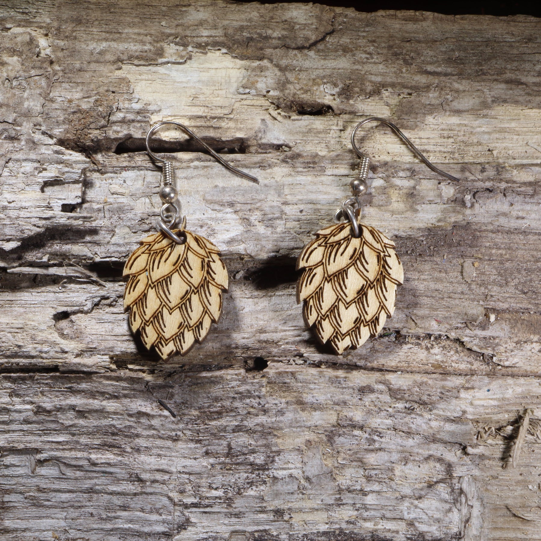 Beer Hops Wooden Dangle Earrings | Craft Beer Jewelry by Cate's Concepts, LLC