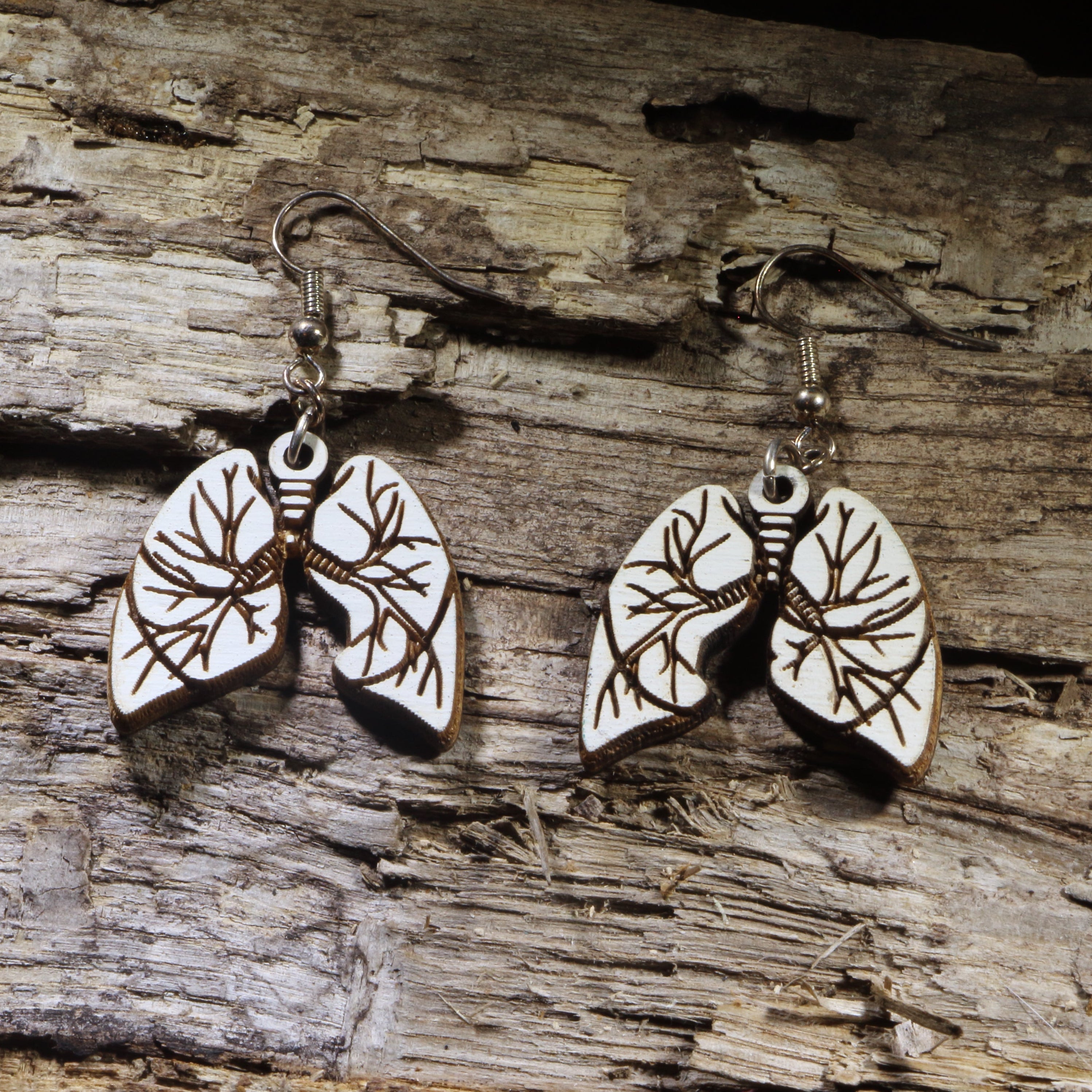 Human Lung Wooden Earrings | Anatomy Medical Jewelry by Cate's Concepts, LLC