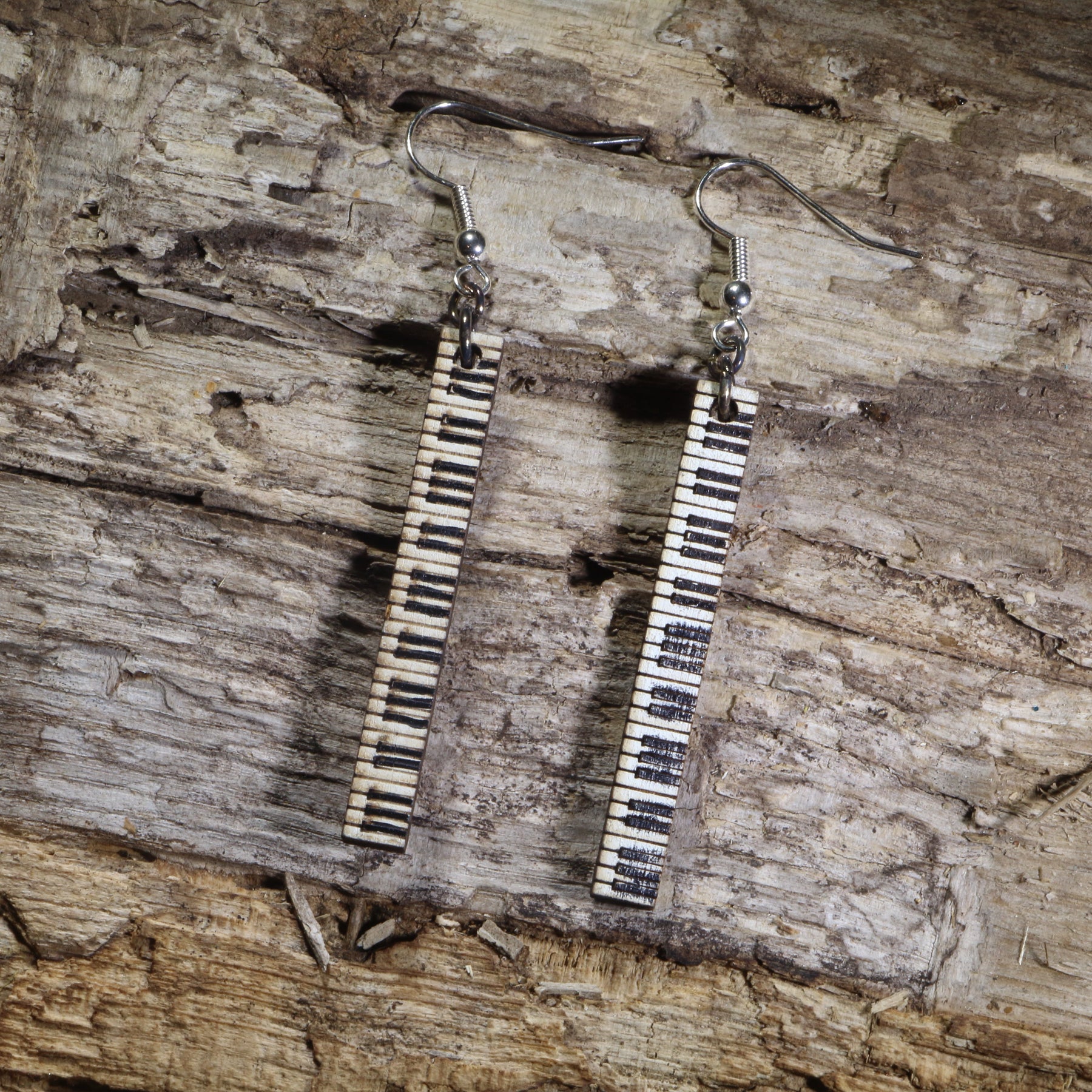 Piano Keyboard Wooden Earrings | Musician Instrument Jewelry by Cate's Concepts, LLC