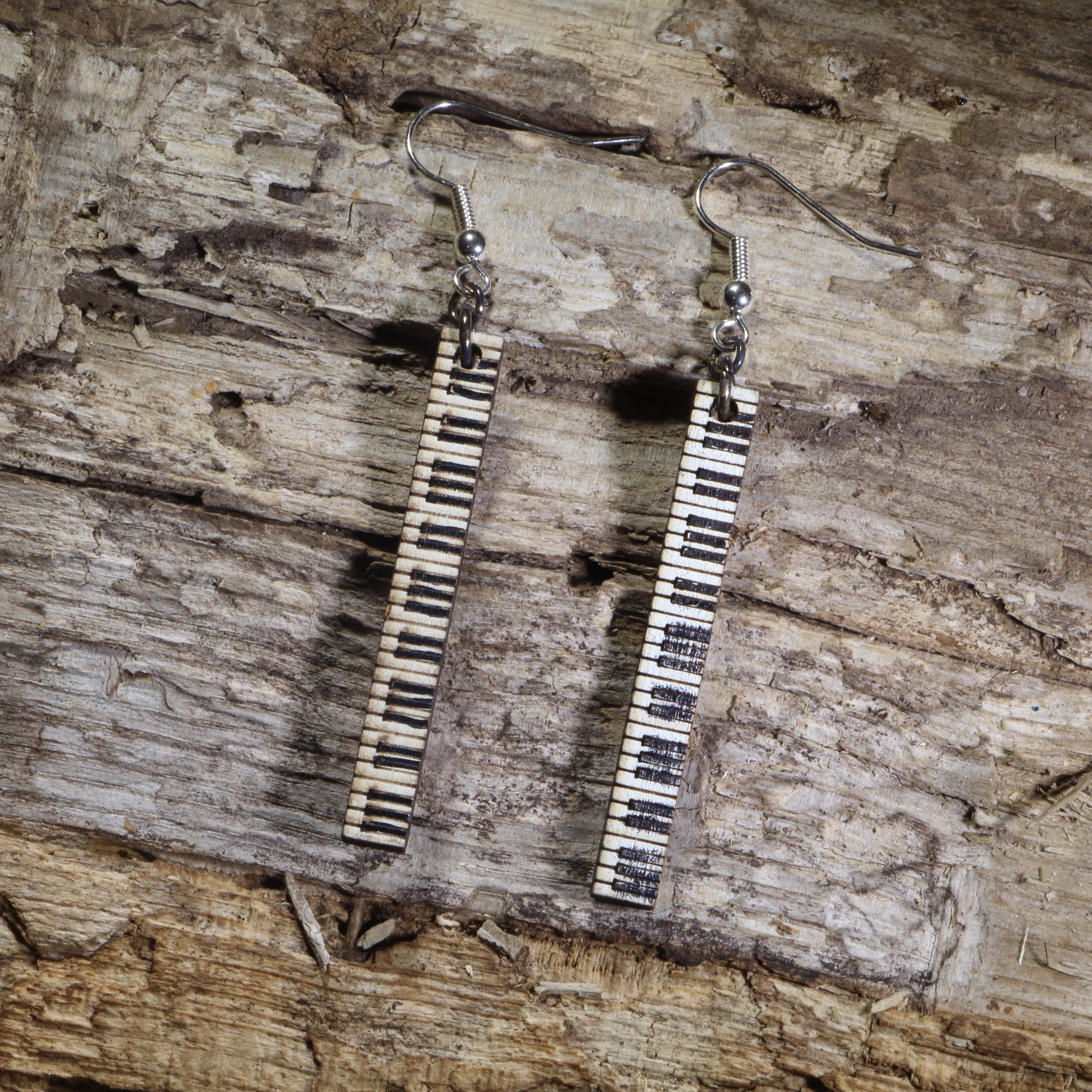 Piano Keyboard Wooden Earrings | Musician Instrument Jewelry by Cate's Concepts, LLC