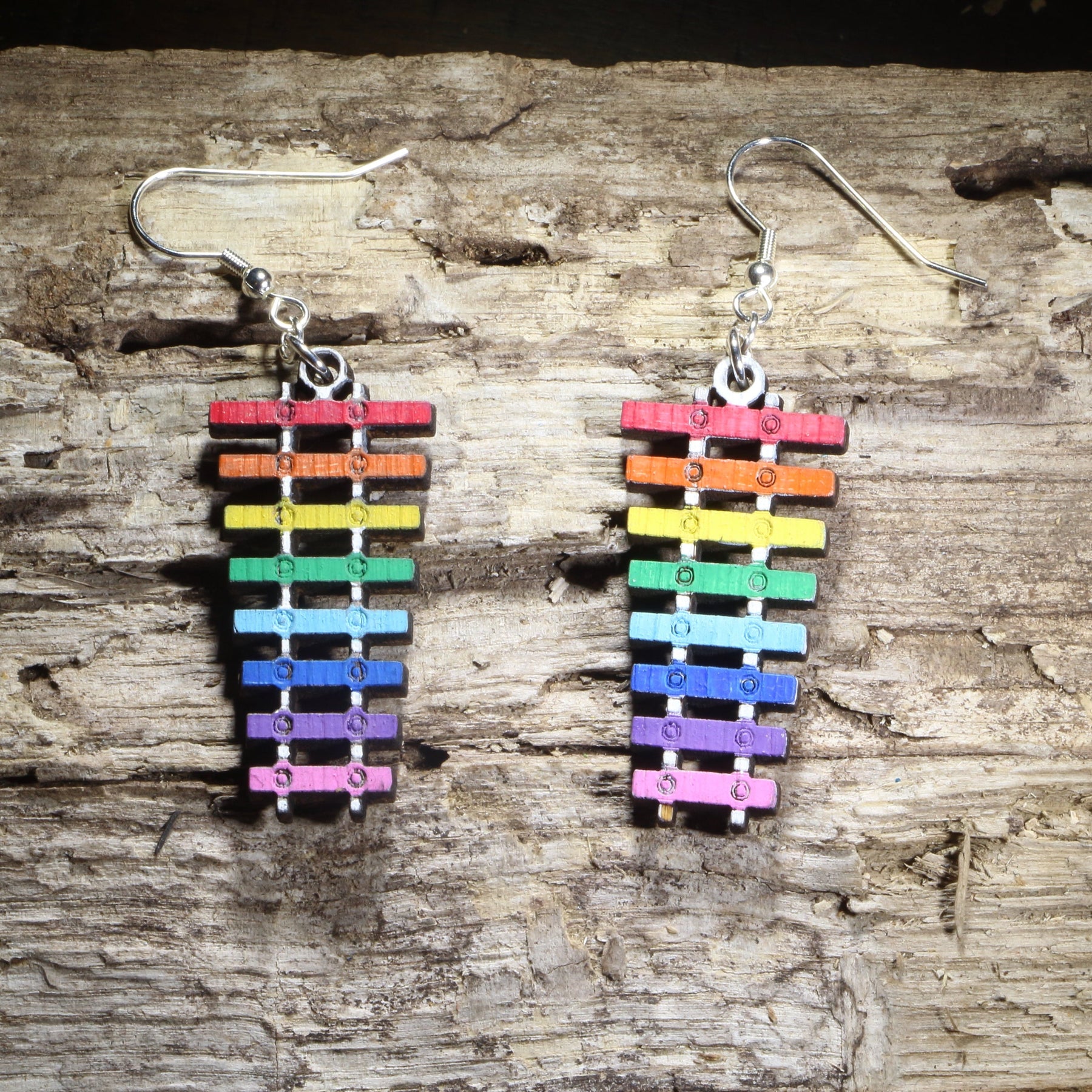 Rainbow Xylophone Wooden Earrings | Music Teacher Jewelry by Cate's Concepts, LLC