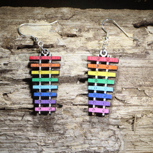 Rainbow Xylophone Wooden Earrings | Music Teacher Jewelry by Cate's Concepts, LLC