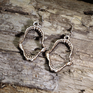 Shark Tooth Jaw Wooden Dangle Earrings | Ocean Predator Jewelry by Cate's Concepts, LLC