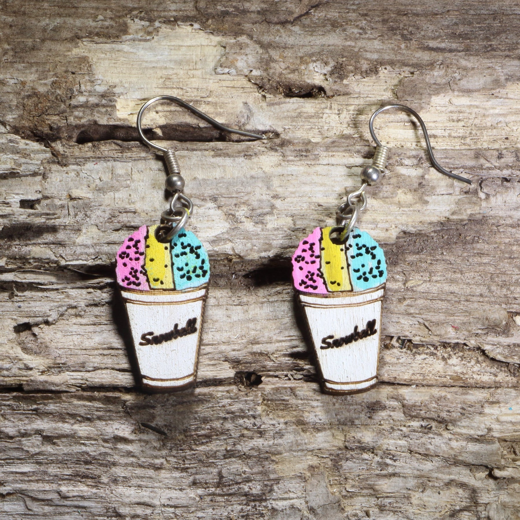 Mardi Gras Snowball Wooden Earrings | New Orleans Dessert Jewelry by Cate's Concepts, LLC