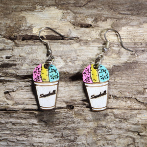 Mardi Gras Snowball Wooden Earrings | New Orleans Dessert Jewelry by Cate's Concepts, LLC