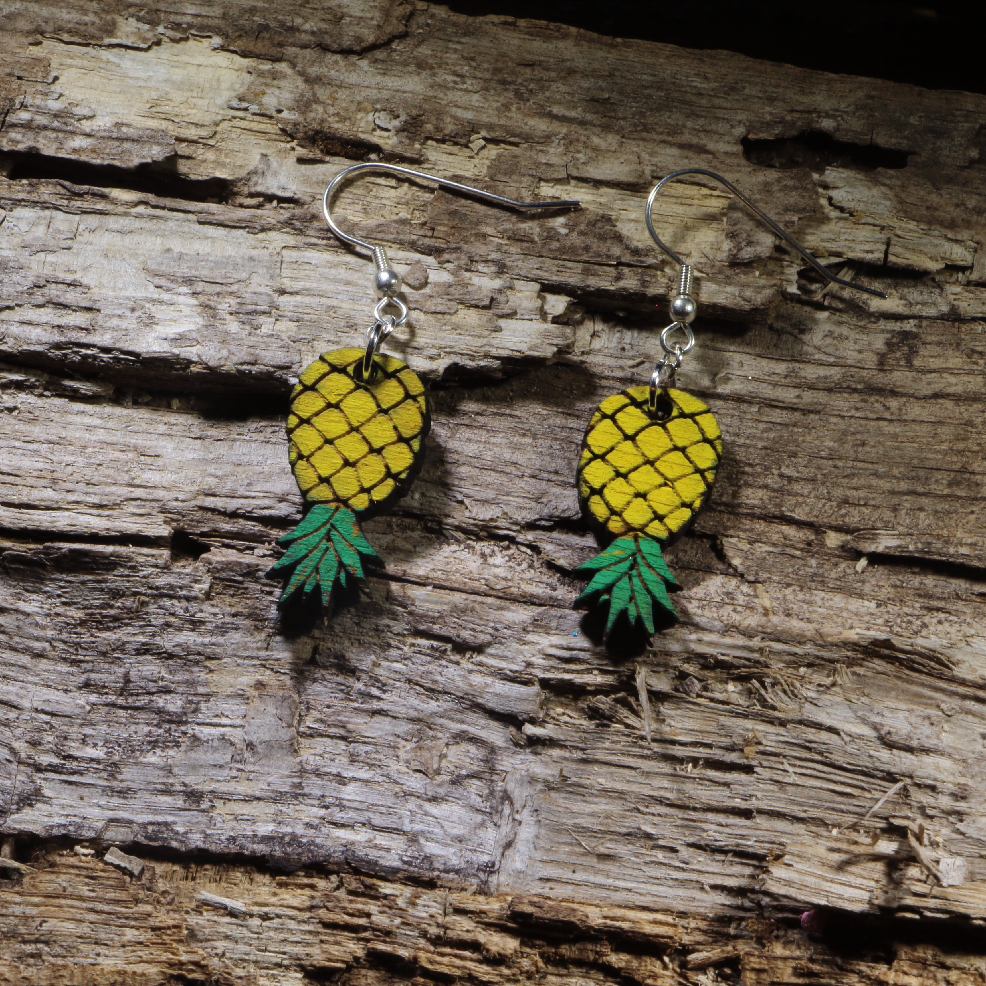 Upside Down Pineapple Wooden Earrings | Swinger Lifestyle Jewelry by Cate's Concepts, LLC