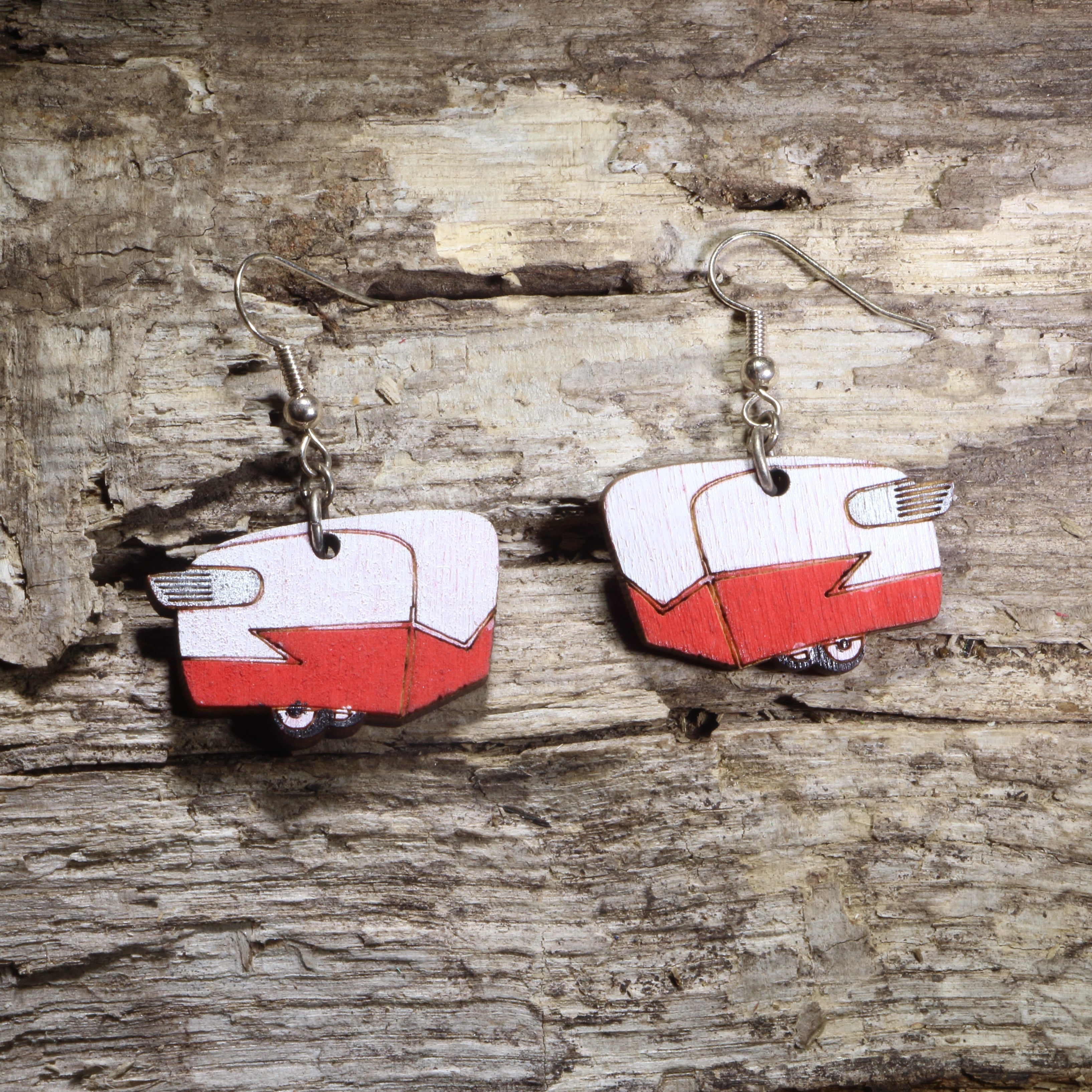 Shasta Camper Wooden Earrings | Retro Travel Trailer Jewelry by Cate's Concepts, LLC