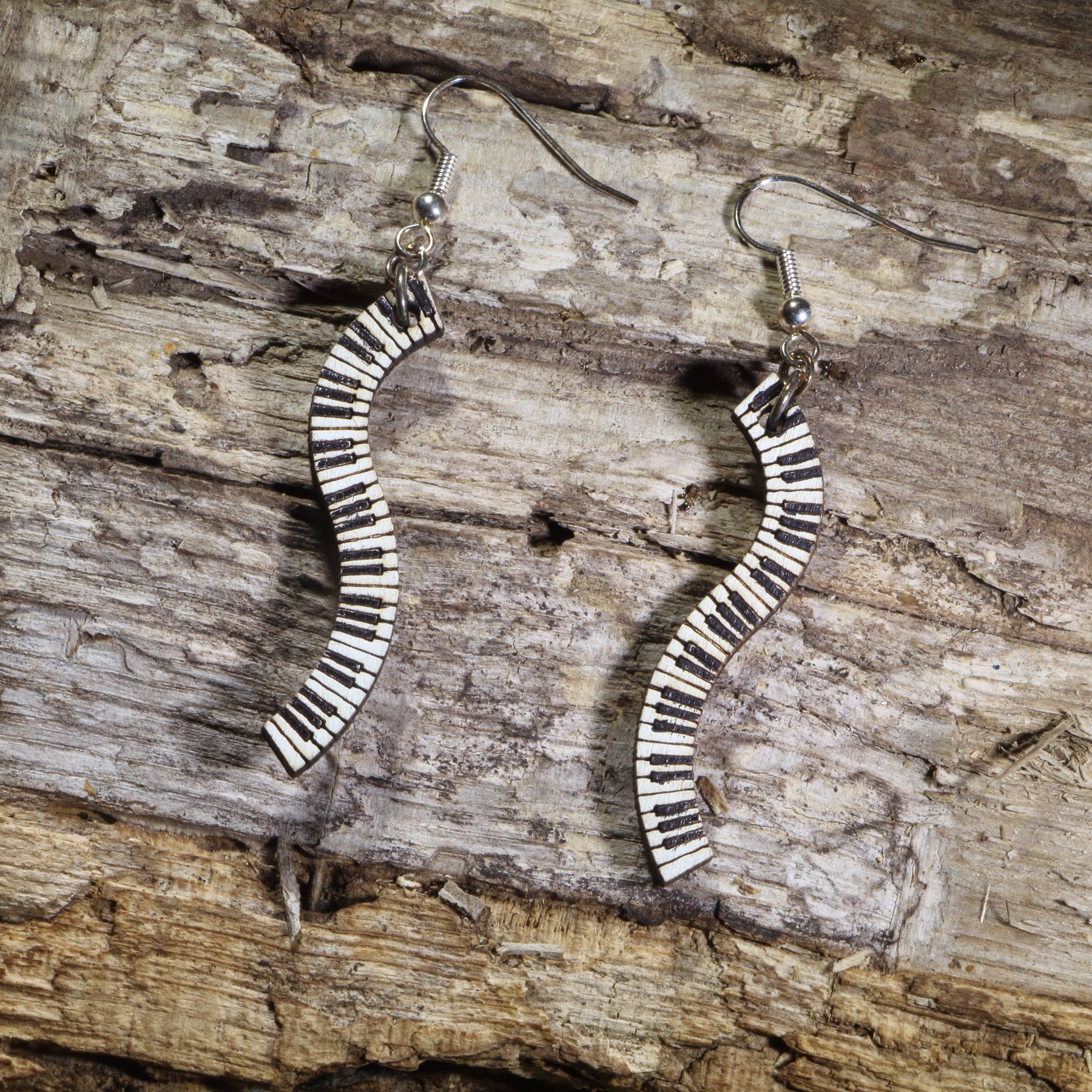 Piano Keyboard Wooden Earrings | Musician Instrument Jewelry by Cate's Concepts, LLC