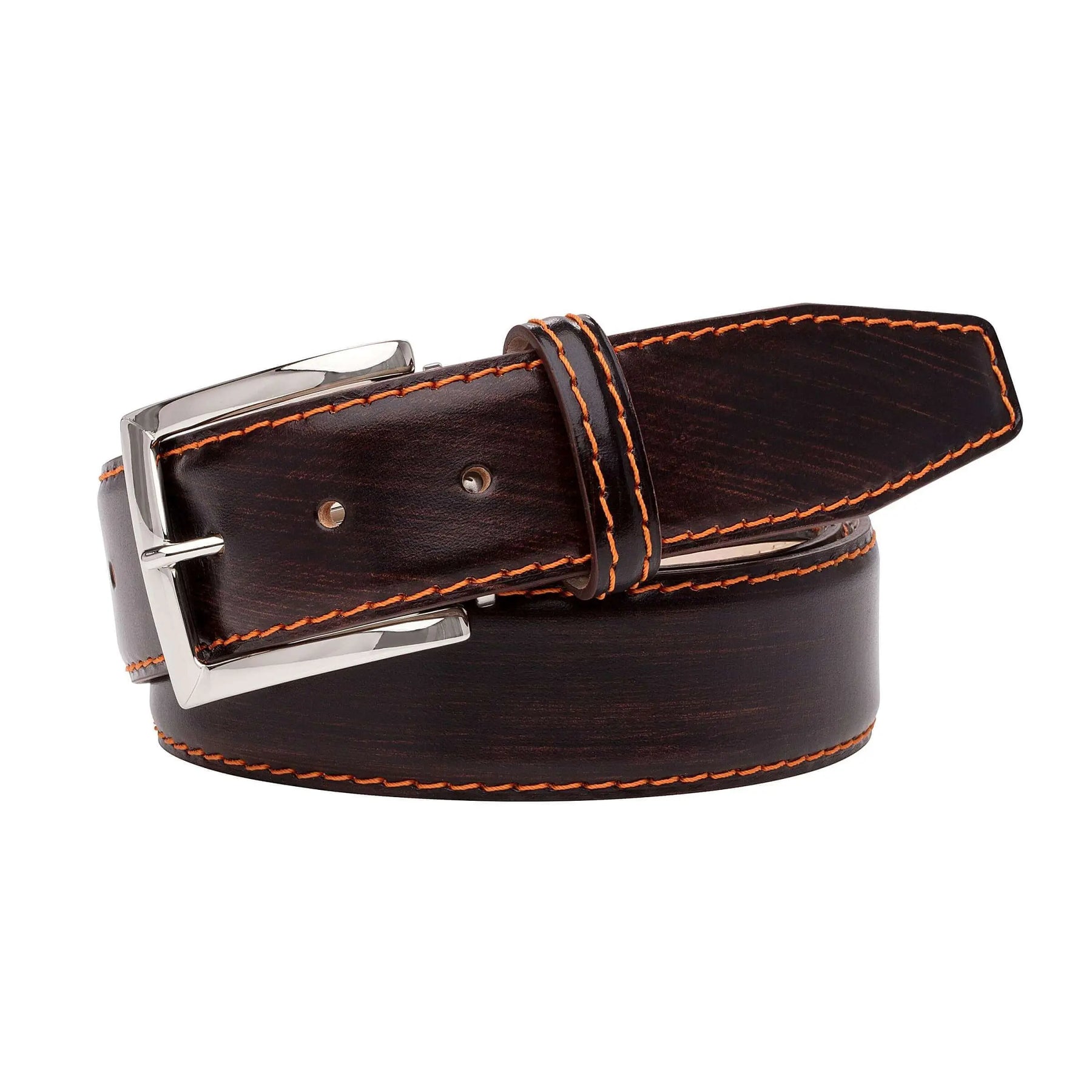 Hand stained Brown Veg Tan Belt by Roger Ximenez: Bespoke Belts and Leather Accessories, handmade leather goods detail photo 5