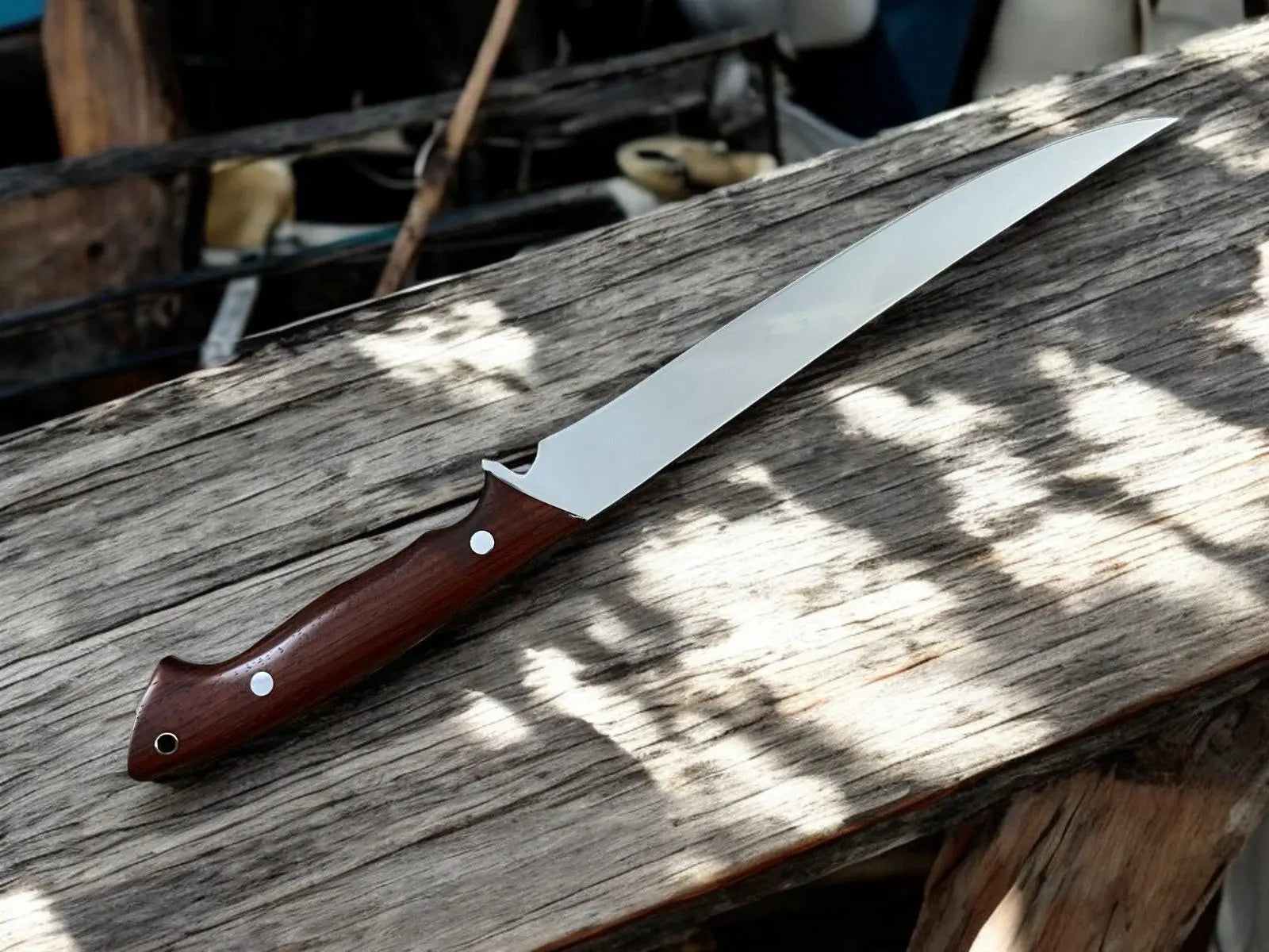 Handcrafted Rosewood Fillet Knife - Precision at 14.4 by Damascus Knife Store, Damascus knife detail photo 4