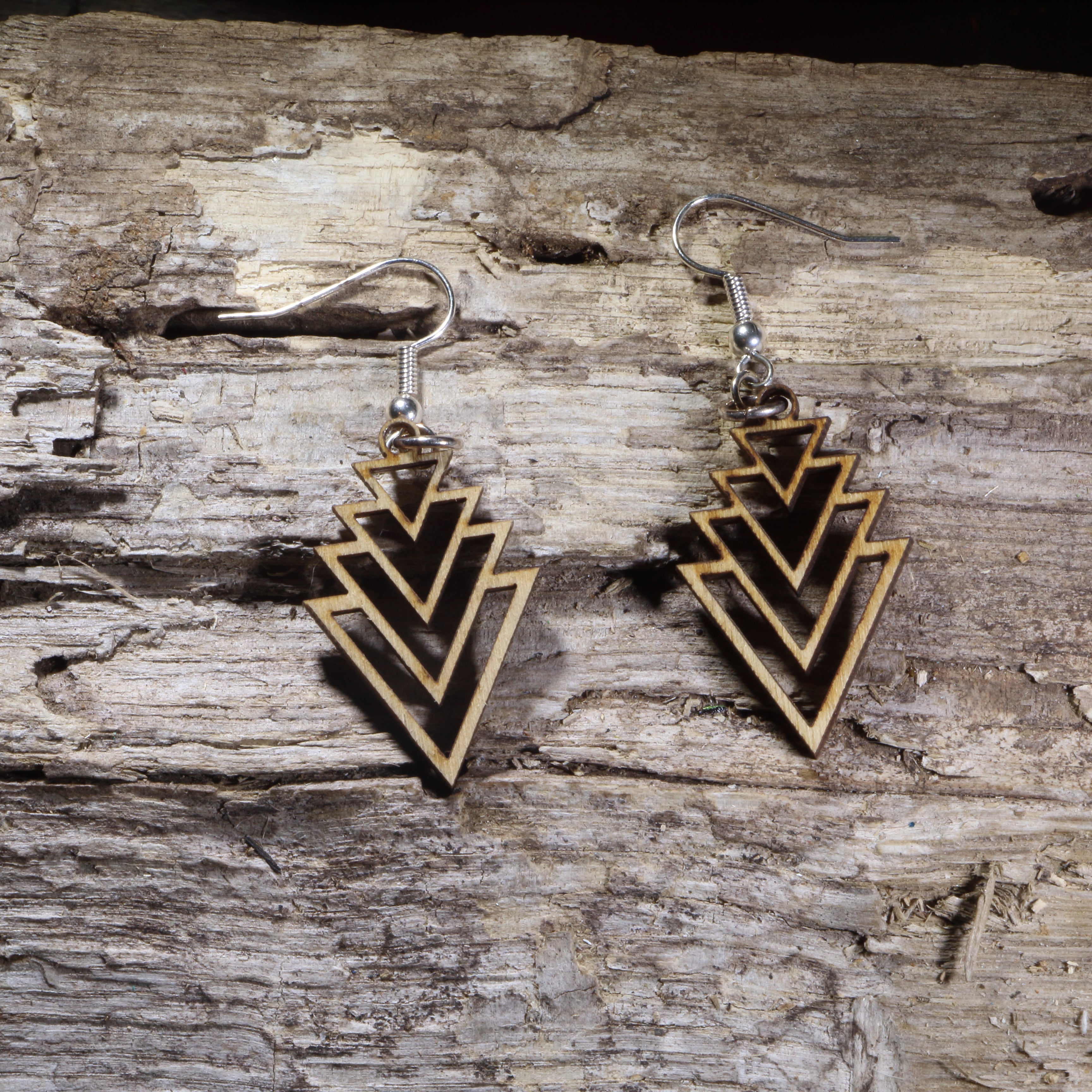 Art Deco Cascade Wooden Dangle Earrings | Geometric Jewelry by Cate's Concepts, LLC