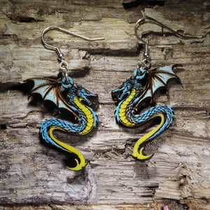 Dragon Wooden Earrings | Fantasy Dragon Jewelry by Cate's Concepts, LLC
