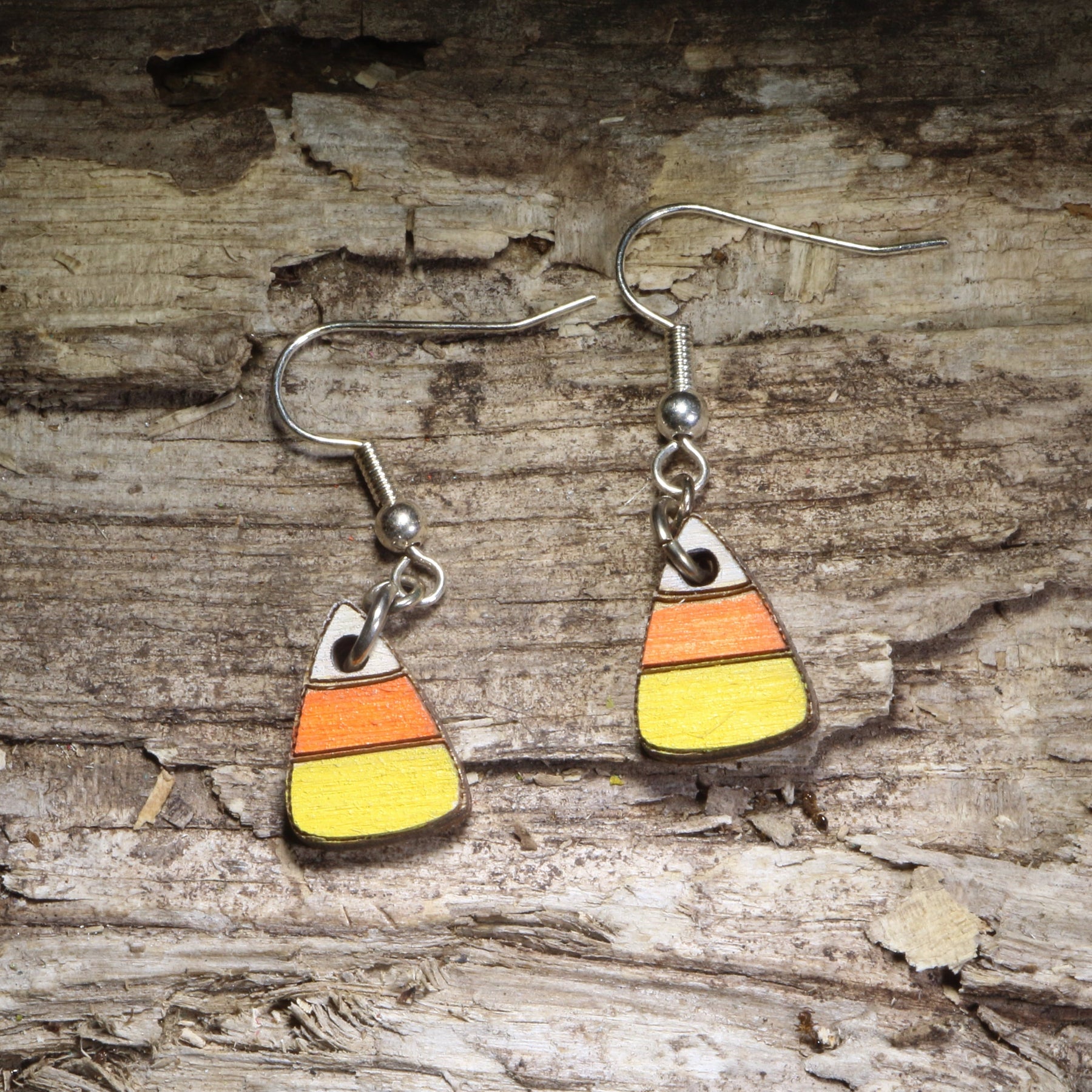 Candy Corn Wooden Earrings | Halloween Sweet Treat Jewelry by Cate's Concepts, LLC