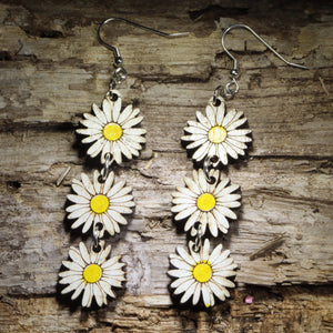 Daisy Chain Wooden Earrings | Floral Garden Jewelry by Cate's Concepts, LLC