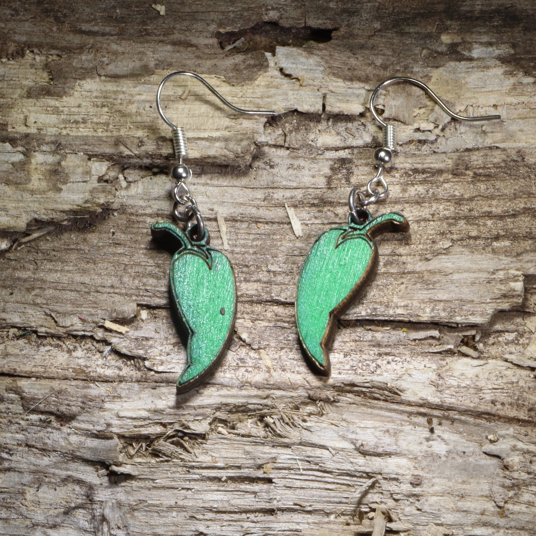 Green Chile Wooden Earrings | New Mexico Pepper Jewelry by Cate's Concepts, LLC