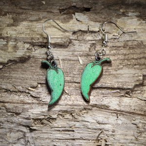 Green Chile Wooden Earrings | New Mexico Pepper Jewelry by Cate's Concepts, LLC