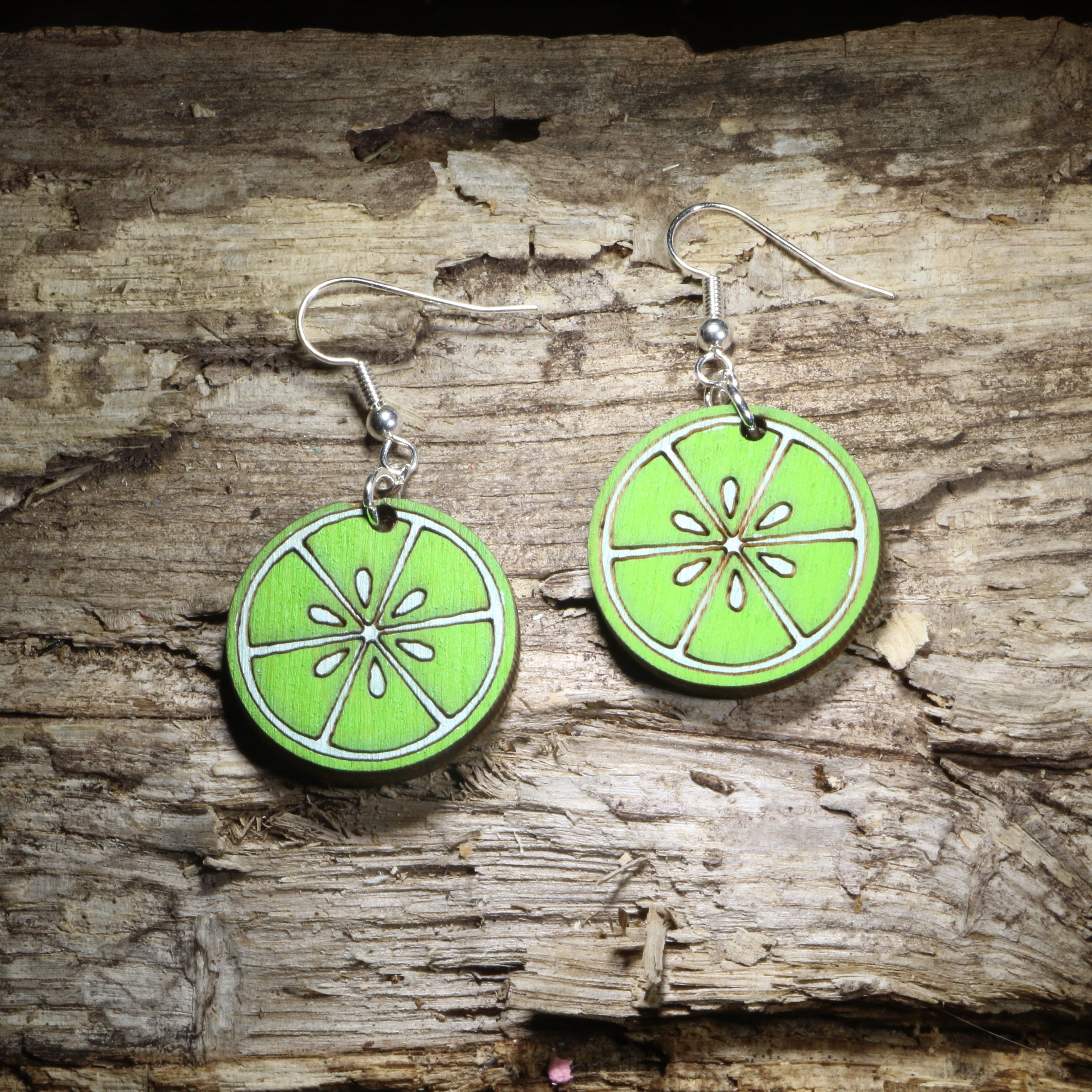 Lime Slice Wooden Earrings | Citrus Fruit Summer Jewelry by Cate's Concepts, LLC