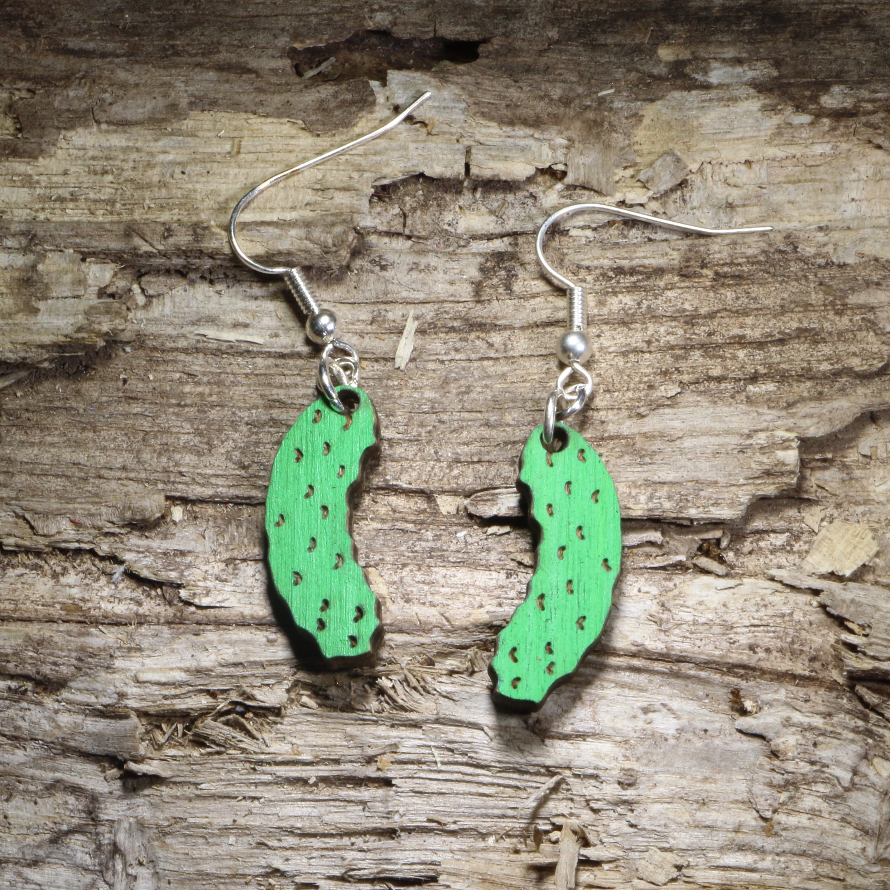 Pickle Wooden Earrings | Funny Food Lover Jewelry by Cate's Concepts, LLC