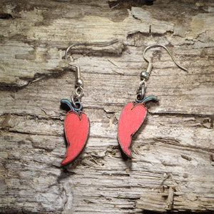Red Chili Pepper Earrings Wooden | Spicy Food Jewelry by Cate's Concepts, LLC