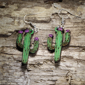 Desert Cactus Wooden Earrings | Southwest Plant Jewelry by Cate's Concepts, LLC