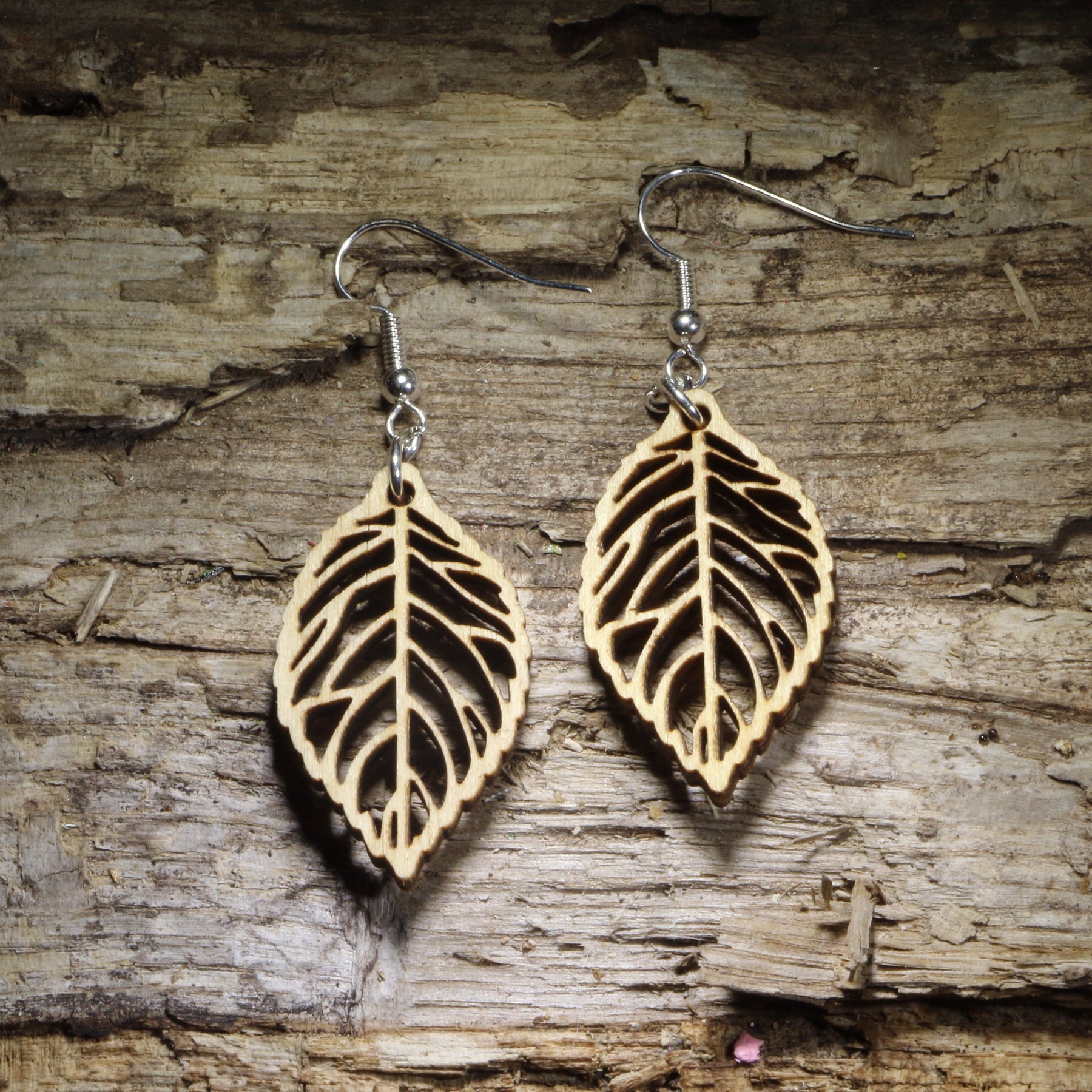 Leaf Cutout Wooden Dangle Earrings | Nature Jewelry by Cate's Concepts, LLC