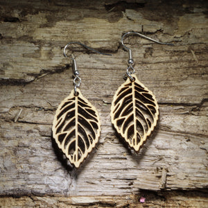 Leaf Cutout Wooden Dangle Earrings | Nature Jewelry by Cate's Concepts, LLC