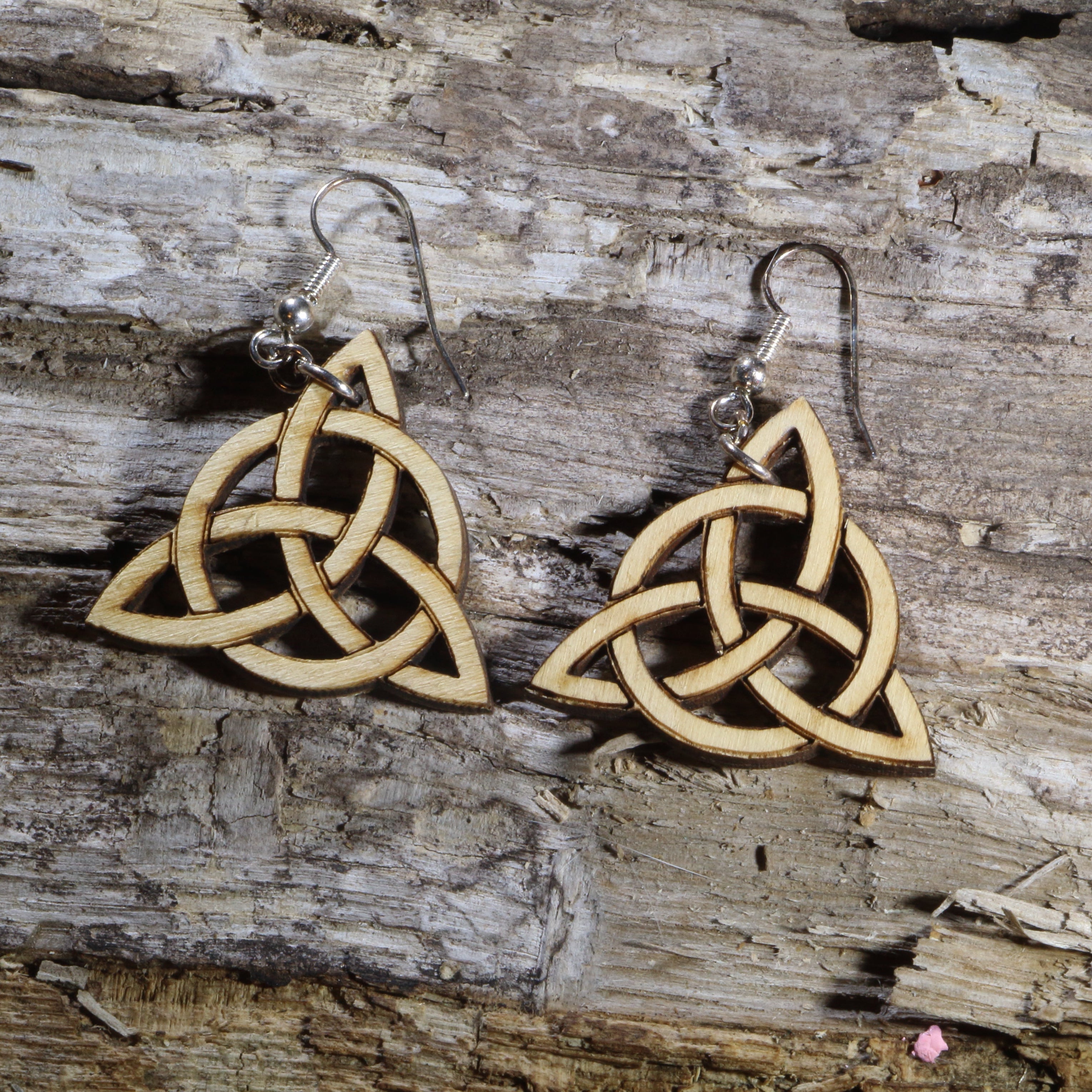 Celtic Trinity Knot Wooden Earrings | Irish Symbol Jewelry by Cate's Concepts, LLC