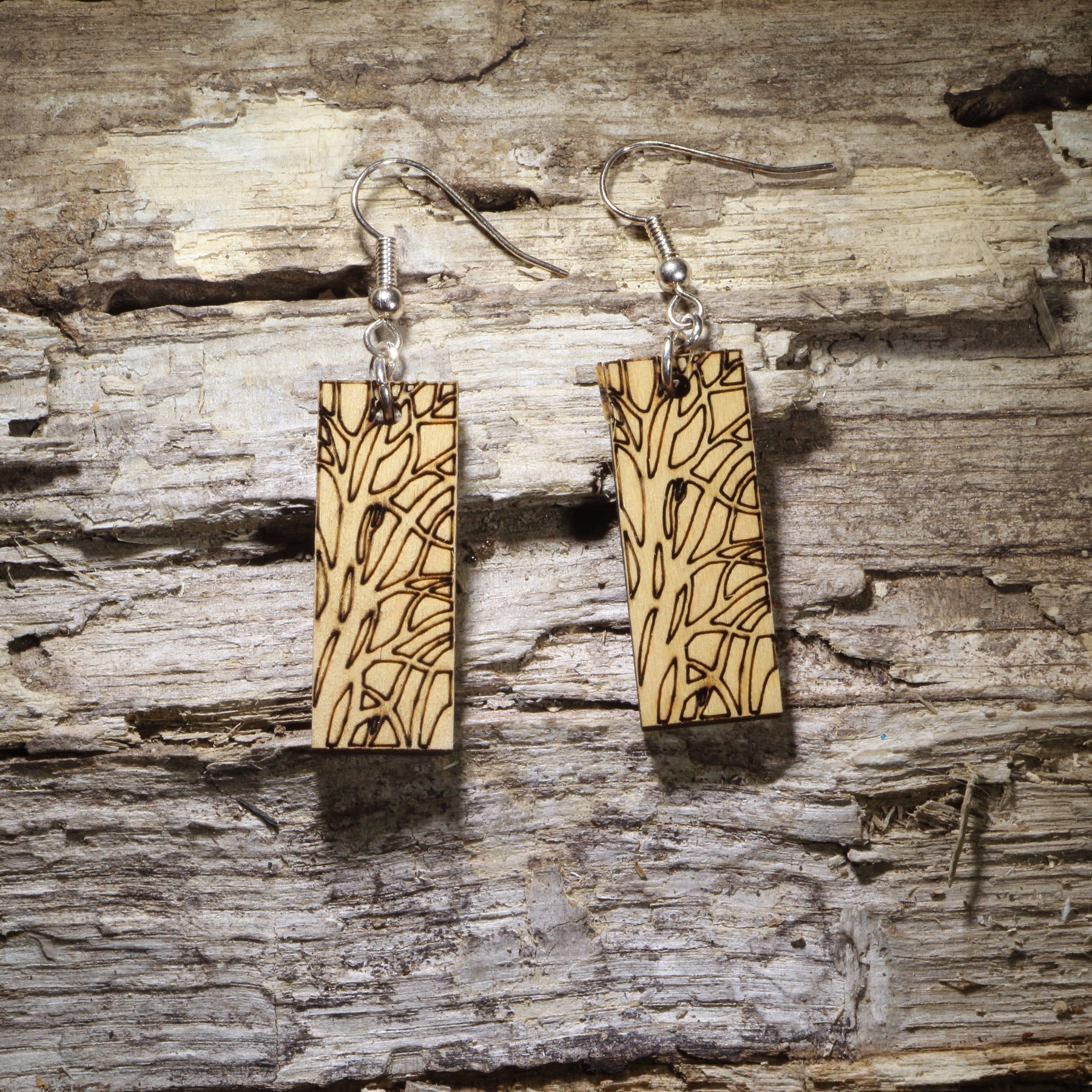 Art Nouveau Tree Bar Wooden Dangle Earrings | Nature Jewelry by Cate's Concepts, LLC