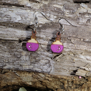 Mad Scientist Potion Bottle Wooden Dangle Earrings | Fantasy Jewelry
