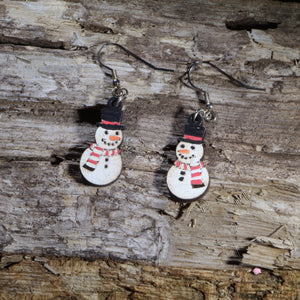 Carrot Nose Snowman Wooden Dangle Earrings | Christmas Jewelry by Cate's Concepts, LLC