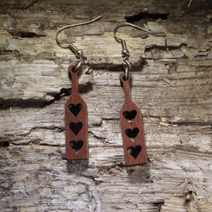 Heart Paddle Wooden Dangle Earrings | Cheeky Humor Jewelry by Cate's Concepts, LLC