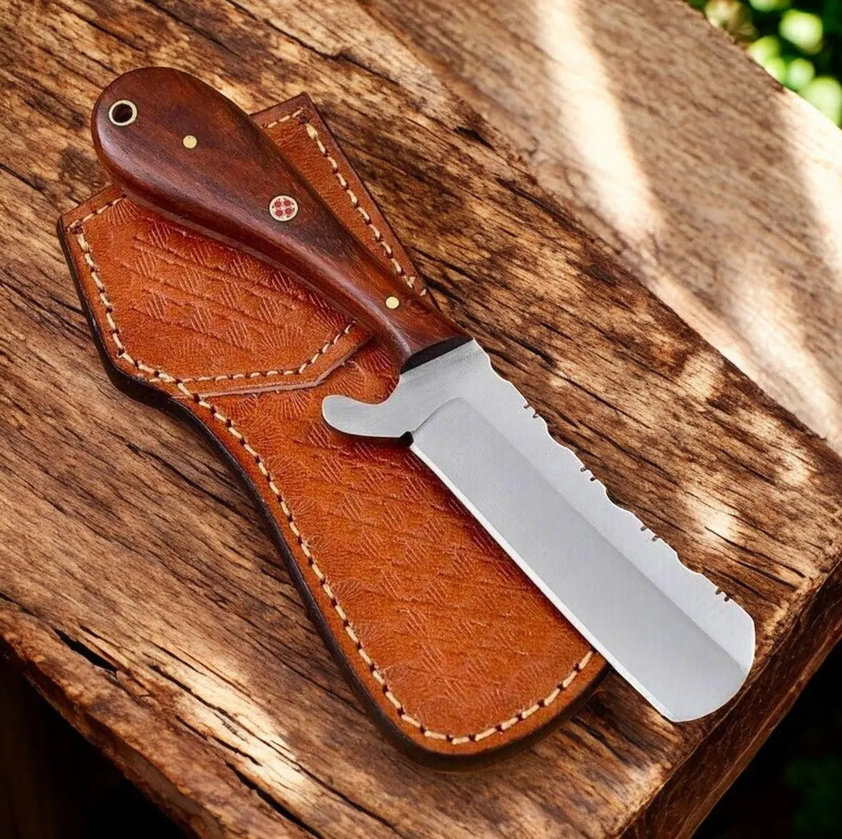 Handmade Bull Cutter Knife | 8" Carbon Steel Blade by Damascus Knife Store, Damascus knife main product photo