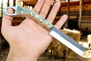 Handmade Bull Cutter Knife – 9" File Tool Steel Blade by Damascus Knife Store, Damascus knife detail photo 2