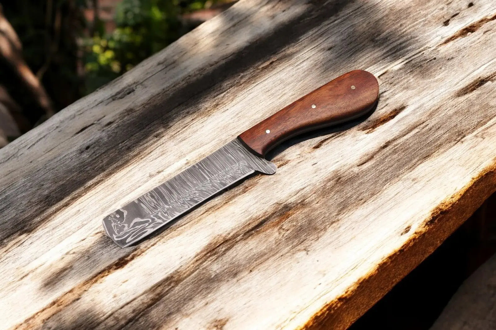 Handmade Bull Cutter Knife – Damascus Steel & Rosewood by Damascus Knife Store, Damascus knife main product photo