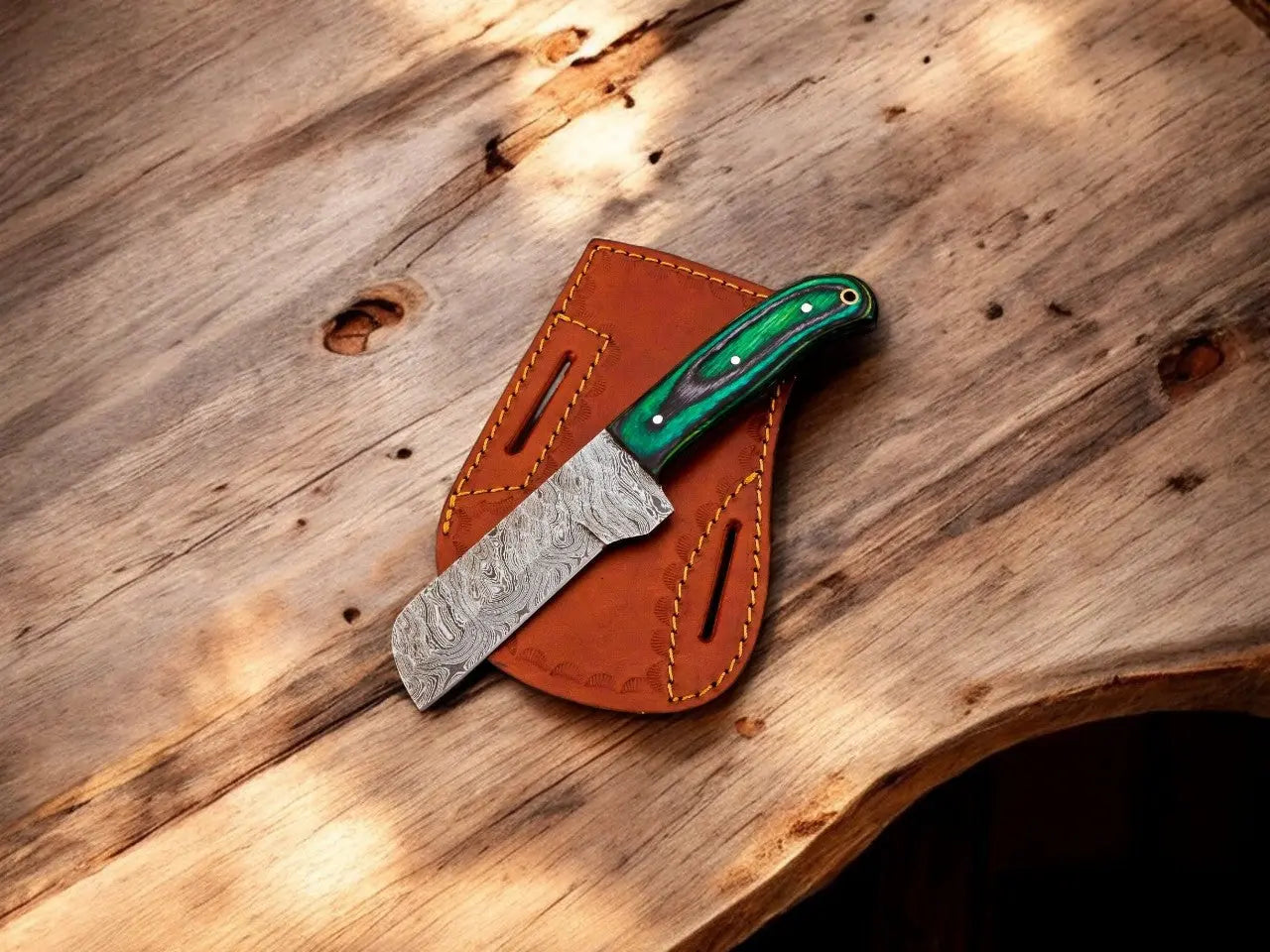 Handmade Bull Cutter Knife – Damascus Steel, Exotic Wood by Damascus Knife Store, Damascus knife main product photo