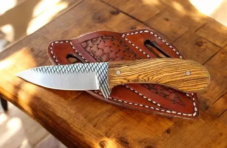 Handmade Cowboy Belt Knife | Rasp Steel & Olive Wood by Damascus Knife Store, Damascus knife main product photo