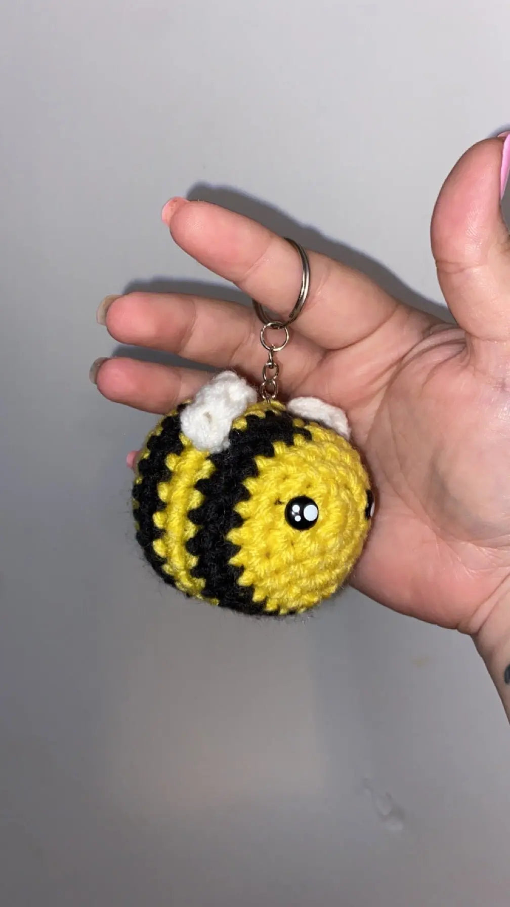 Handmade Crochet Bee Keychain - Mississippi Made Accessories by Klassy Krafts, 3D printed gift detail photo 2