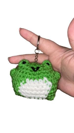 Handmade Crochet Frog Keychain - Whimsical Fun Animal Accessory by Klassy Krafts, 3D printed gift main product photo