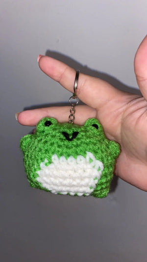 Handmade Crochet Frog Keychain - Whimsical Fun Animal Accessory by Klassy Krafts, 3D printed gift detail photo 2
