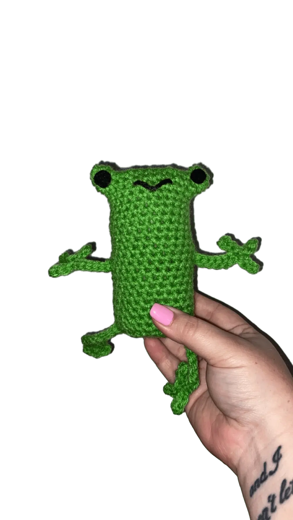 Handmade Crochet Leggy Frog - Cute Amigurumi Plush Toy Frog Stuffed Animal by Klassy Krafts, 3D printed gift main product photo