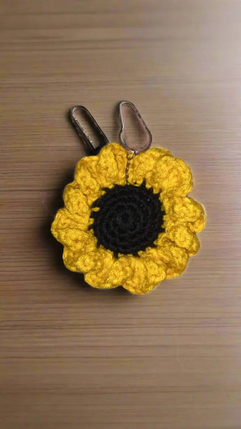 Handmade Crochet Sunflower Keychain - Mississippi Made Accessories by Klassy Krafts, 3D printed gift main product photo