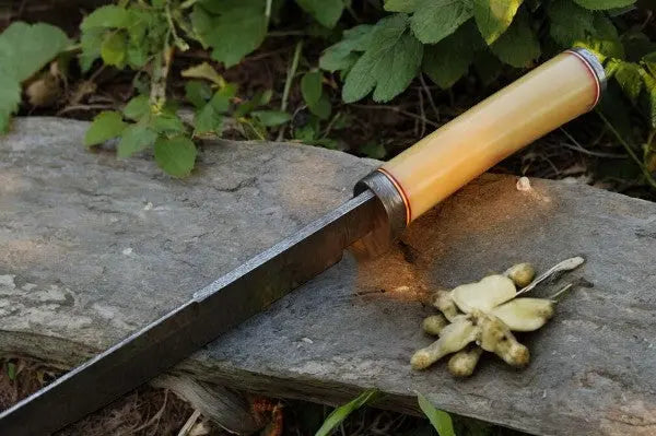 Handmade Damascus Bowie Knife with Bone Handle – 15" by Damascus Knife Store, Damascus knife detail photo 3