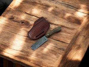 Handmade Damascus Bull Cutter Knife with Walnut Handle by Damascus Knife Store, Damascus knife detail photo 2