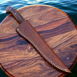 Handmade Damascus Fillet Knife – 12.5" Rosewood Handle by Damascus Knife Store, Damascus knife detail photo 3